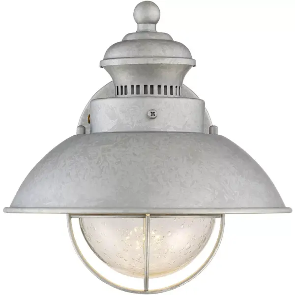 John Timberland Industrial Farmhouse Outdoor Barn Light Fixture LED Galvanized 8 1/2" Seedy Glass Exterior House Porch Patio Deck