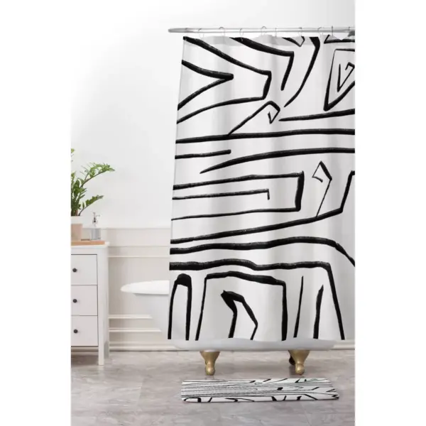 Viviana Gonzalez Modern Improvisation Memory Foam Bath Mat Black/White - Deny Designs