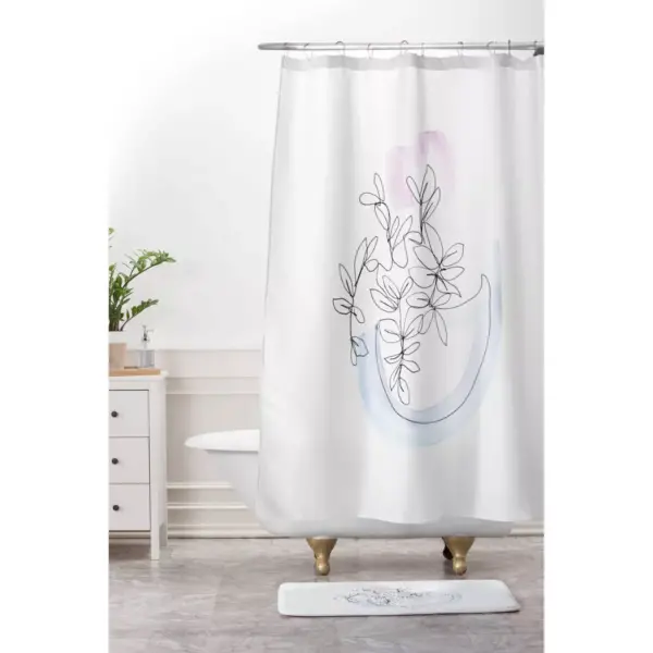 Jacqueline Maldonado Contour Line Botanical Shower Curtain Black - Deny Designs