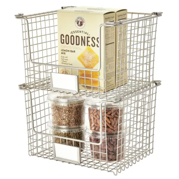 iDESIGN 12"x10"x7.75" Classico Stackable Basket Silver