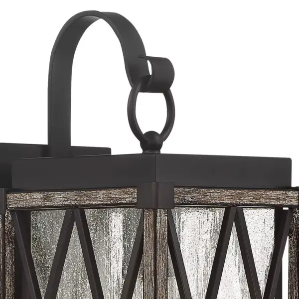 Possini Euro Design Rustic Outdoor Wall Light Fixture Bronze Wood 13 1/2" Clear Seedy Glass Lantern for Exterior House Porch Patio