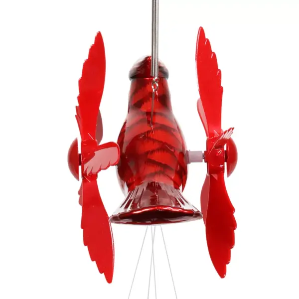 24" Metal Cardinal Spinning Wings Wind Chime Red - Exhart