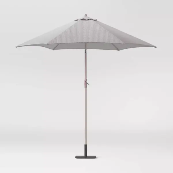 9' Geo Round Patio Umbrella DuraSeason Fabric™ Gray/White - Project 62™