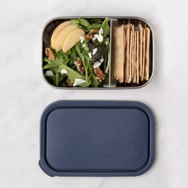 U-Konserve Stainless Steel Food-Storage Container Bento Rectangle 25oz - Ocean Plastic Lid