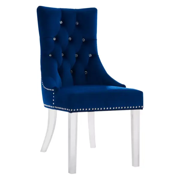 Armen Living Gobi Modern and Contemporary Tufted Dining Chair Blue