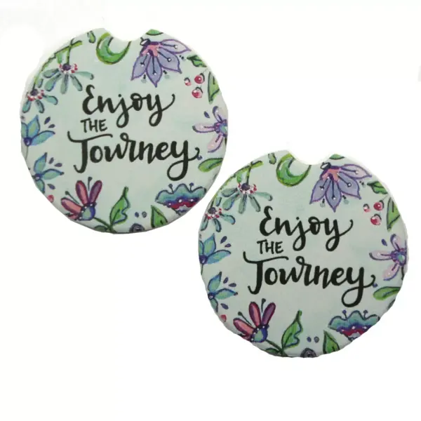 Car Coaster 2.5" Enjoy The Journey Absorbent Flowers  -  Coasters