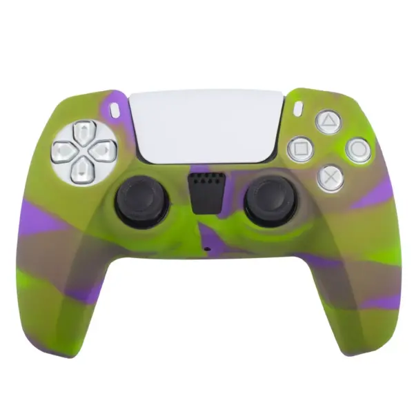 Insten Silicone Skin Cover Case Compatible with Sony PlayStation PS5 Controller, Camouflage Green Purple