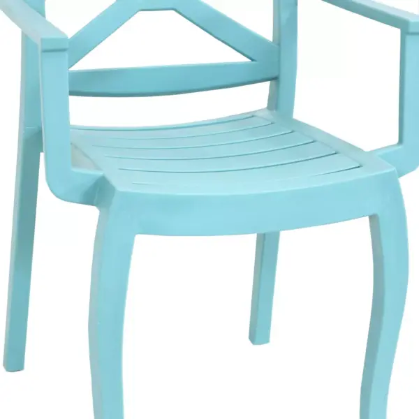 Sunnydaze Polypropylene Tristana Stackable Outdoor Patio Arm Chair, Blue