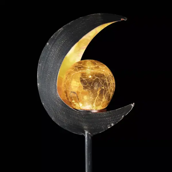 15.55" Solar Lunar Torch Stake Black - Exhart