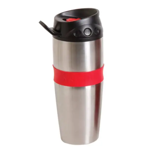 Mr. Coffee Java Supremo 16 Ounce Stainless Steel Thermal Travel Mug with Silicone Grip