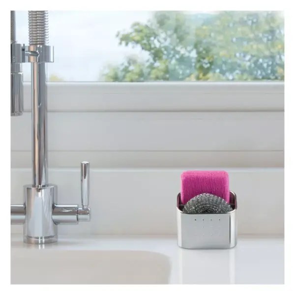 InterDesign Forma Stainless Steel Scrub Hub Sponge Caddy Polished