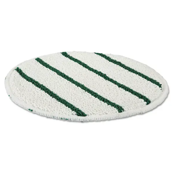 Rubbermaid Commercial Low Profile Scrub-Strip Carpet Bonnet 19" Diameter White/Green 5/Carton P269EA