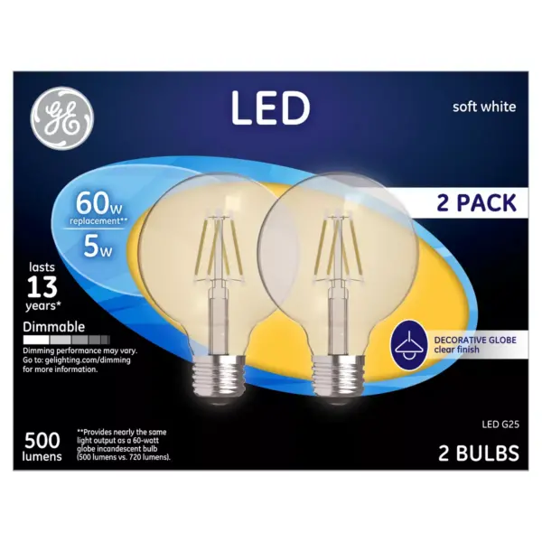 General Electric 2pk 60W LED Light Bulbs White