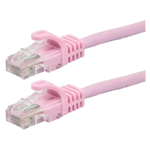 Monoprice Flexboot Cat5e Ethernet Patch Cable - Network Internet Cord - RJ45, Stranded, 350Mhz, UTP, Pure Bare Copper Wire, 24AWG, 7ft, Pink