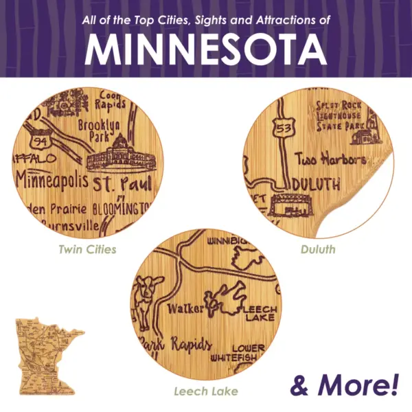 Totally Bamboo Destination Minnesota Cutting Board 13.25" x 11.75"