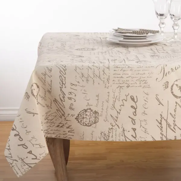 Beige Letters Tablecloth - Saro Lifestyle