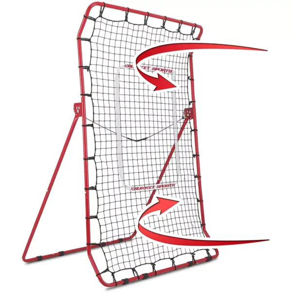 Rukket Sports Adjustable Pitch Back Baseball and Softball Rebounder Pro Practice Throwing Net Screen, Red