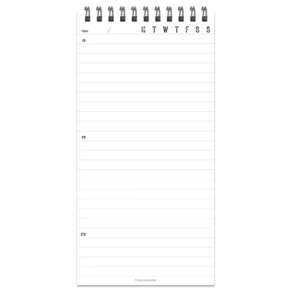 Spiral 1-Subject Notebook Bold Daily To Do List 4" x 8" - Multicolored