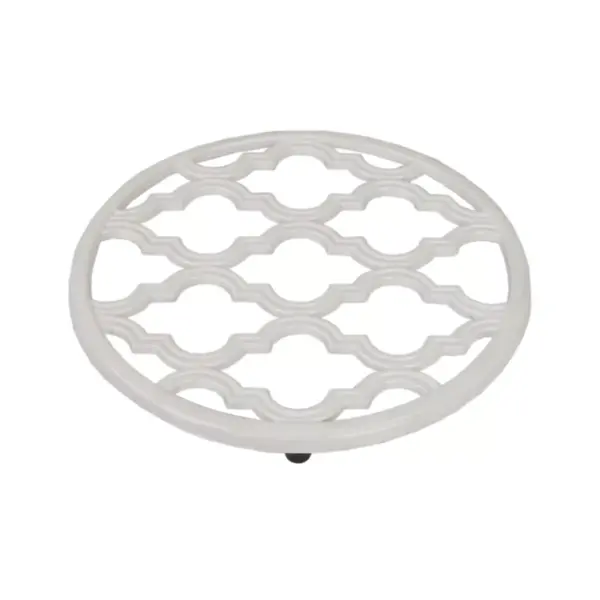 Home Basics Lattice Collection Cast Iron Trivet, White