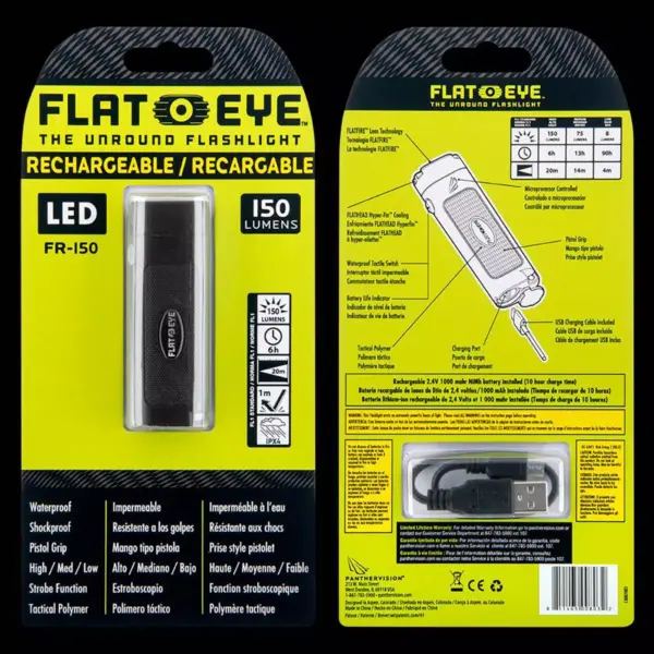 FLATEYE FR-150 LED Rechargeable Mini Flashlight - Black