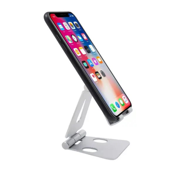 Insten Foldable Adjustable Cell Phone Tablet Stand, Ergonomic Holder, Aluminum made, fits with iPhone, iPad, Switch, 3.5” to 8” devices, Silver