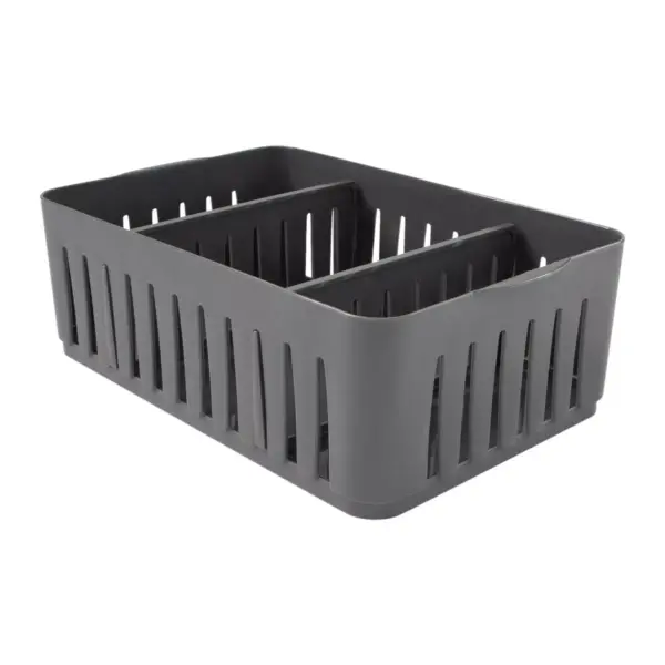 Simplify Stackable Organizer Bin with Adjustable Dividers Gray