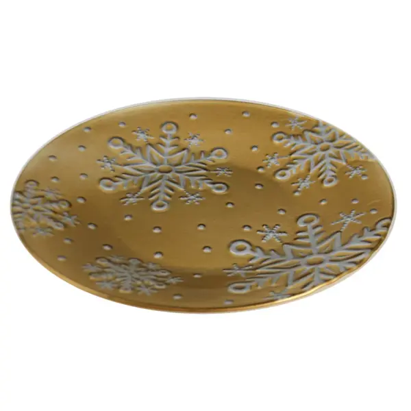 Tabletop 12.0" Gold Snowflake Platter Fusion Christmas Gold Crest Distributing  -  Serving Platters