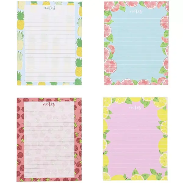 4 Pack Fruit Prints Design Notepads Notebooks Memo Pad Books Lined Paper for Kids Party Favors, 4.25 x 5.5 inches