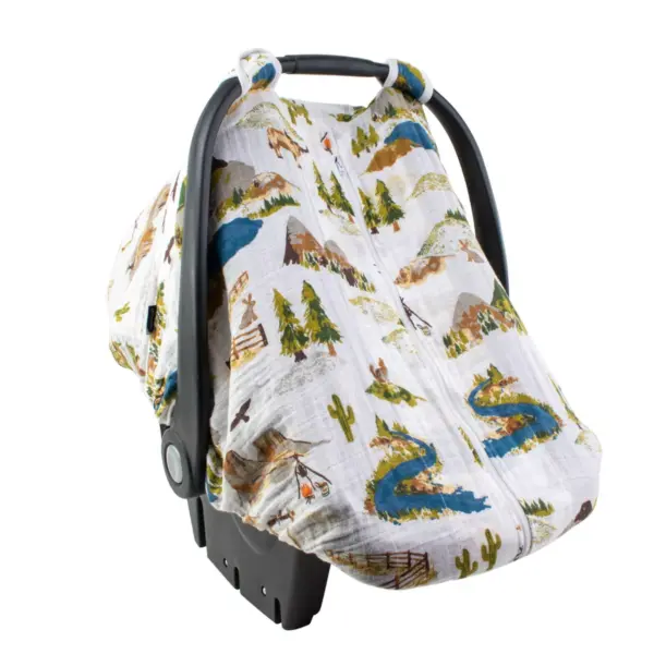 Bebe au Lait Muslin Car Seat Cover - Wyoming