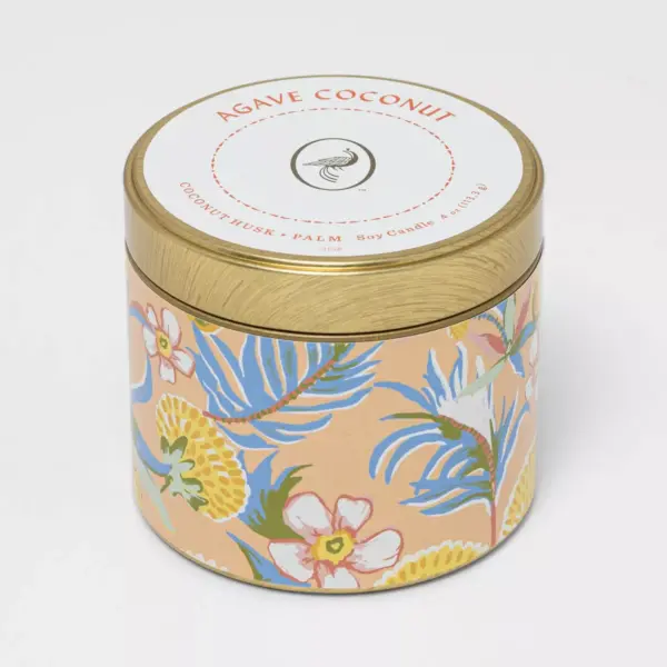 4oz Mini Patterned Tin Agave Coconut Candle - Opalhouse™