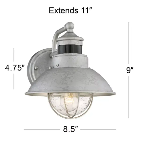 John Timberland Outdoor Wall Light Fixture Farmhouse Galvanized 9" Motion Security Sensor Dusk to Dawn for House Patio Porch