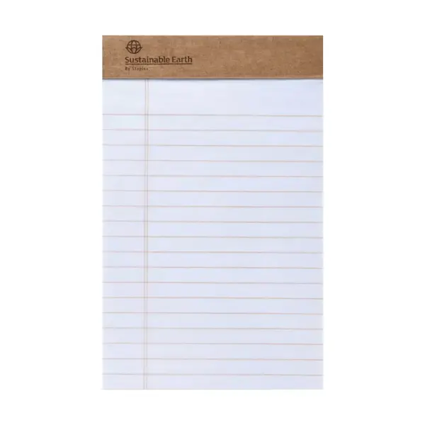 Sustainable Earth Notepads 5" x 8" Wide White 50 Sheets/Pad 12 Pads/PK (19938) 886428