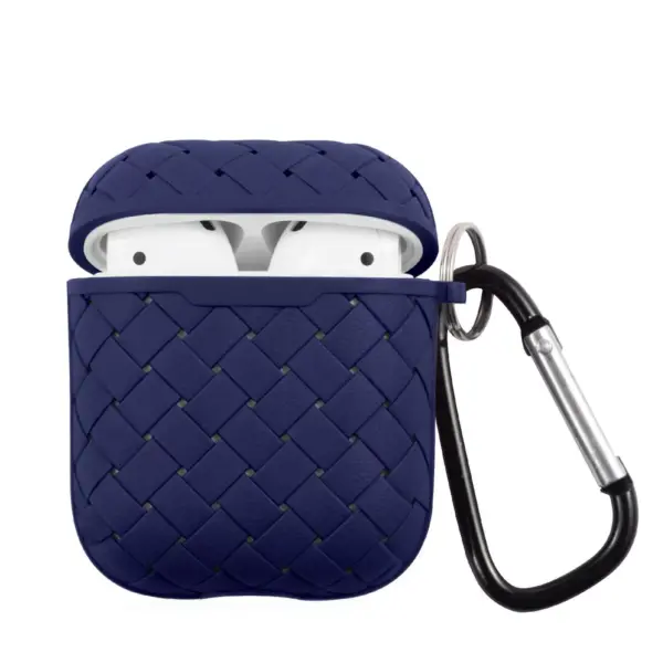 Insten Weave Shape Case For AirPods 1 & 2, Soft TPU Skin Cover with Carabiner, Blue