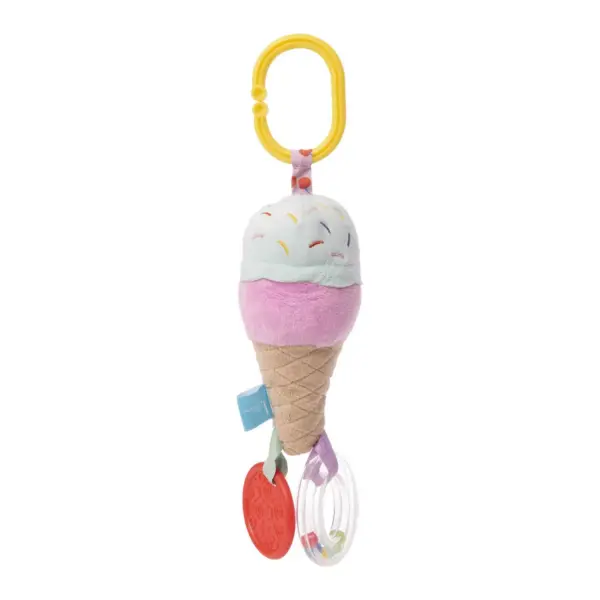 Manhattan Toy Cherry Blossom Days Ice Cream Cone Travel Toy with Rattle Ring, Cone Rattle and Textured BPA Free Teether