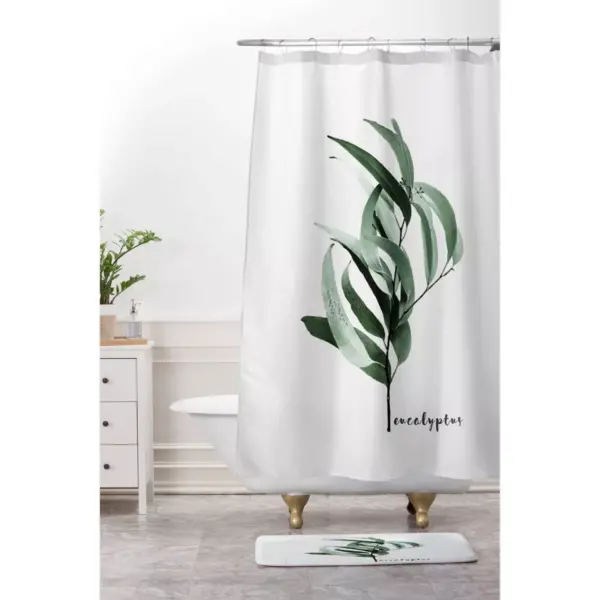 Gale Switzer Eucalyptus Australian Gum Tree Memory Foam Bath Mat White/Green - Deny Designs