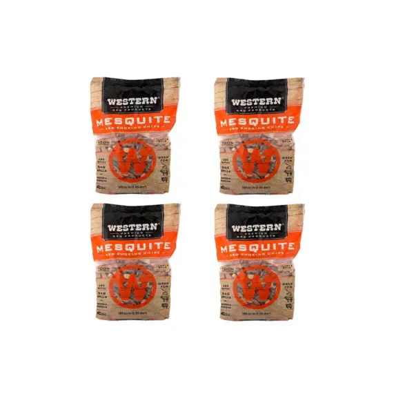 Western BBQ Products Mesquite Barbecue Cooking Chips, 180 Cubic Inches (4 Pack)