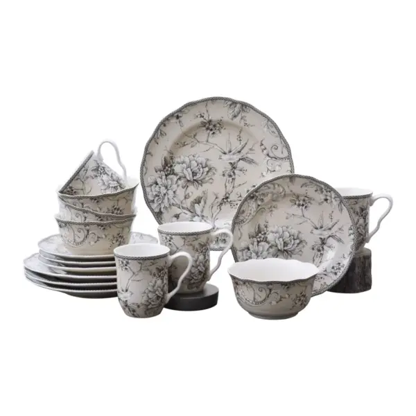 16pc Porcelain Adelaide Dinnerware Set White - 222 Fifth