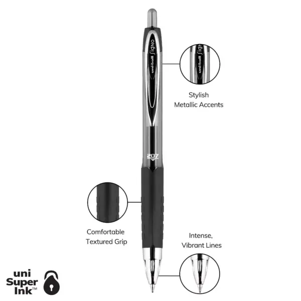 uni-ball 207 Retractable Gel Pens Medium Point (0.7mm) Black 2431821