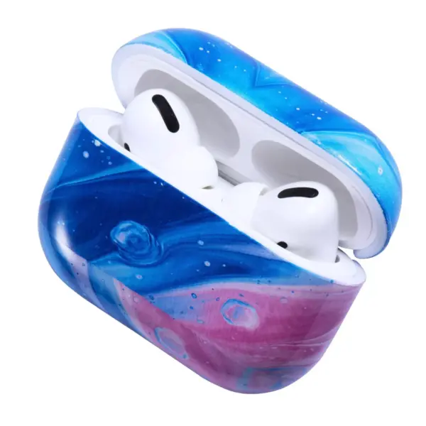 Insten Marble Case for Airpods Pro, Glossy Pattern Soft TPU Skin Cover Charging Case, Space Blue Pink