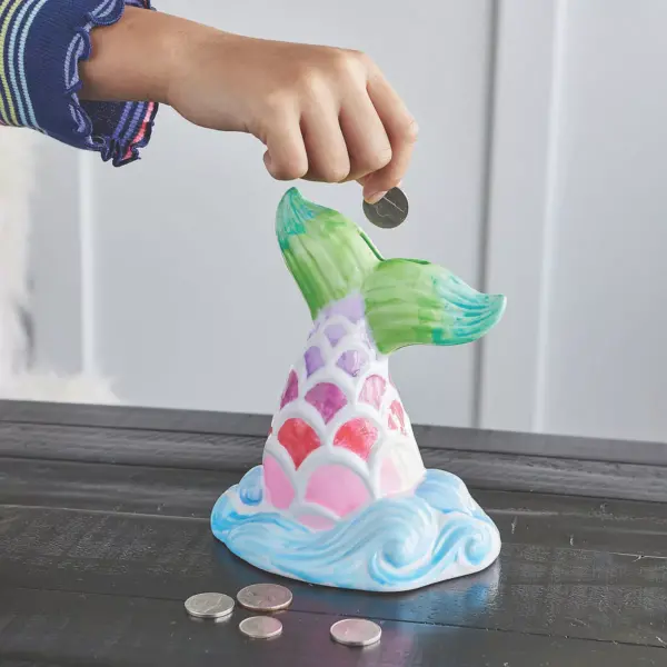 MindWare Paint Your Own Porcelain Bank: Mermaid - Creative Activities - 3 Pieces