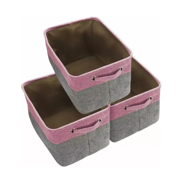 Sorbus 3pk Twill Storage Basket Set Pink