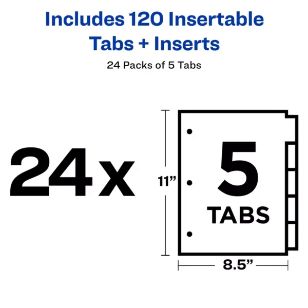 Avery Insertable Big Tab Dividers 5-Tab Letter 24 Sets 11113