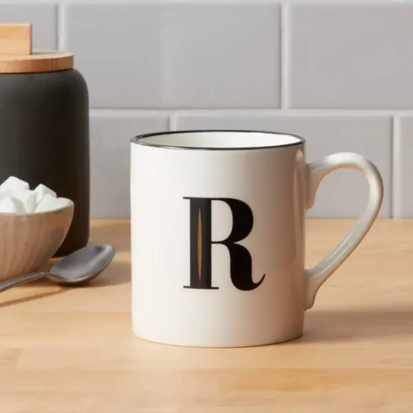 16oz Stoneware Monogram R Mug White - Threshold™