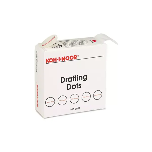 Koh-I-Noor Adhesive Drafting Dots w/Dispenser 7/8in dia White 500/Box 25900J01