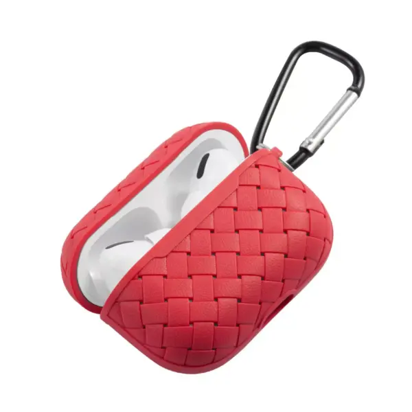 Insten Weave Shape Case For AirPods Pro, Soft TPU Skin Cover with Carabiner, Red