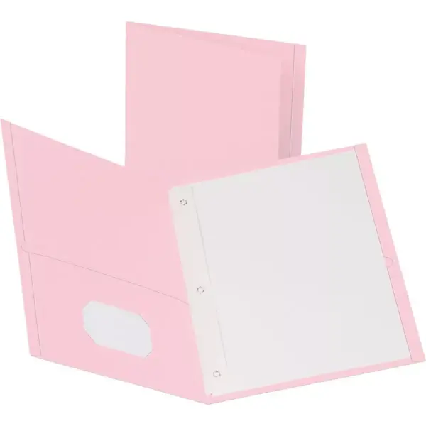 Oxford Twin-Pocket Folders with 3 Fasteners Letter 1/2" Capacity Pink 25/Box 57768