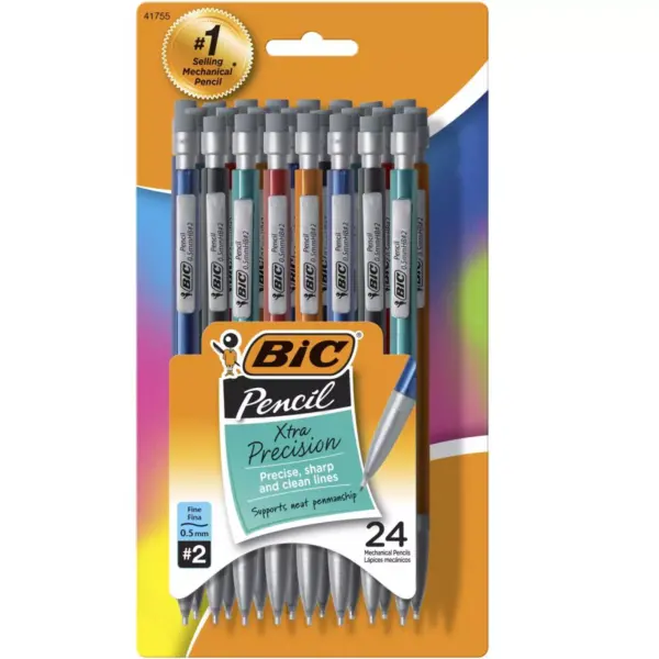 BIC Xtra Precision Mechanical Pencils, Assorted Metallic, pk of 24