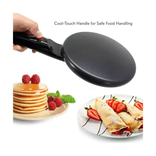 NutriChef Electric Plug In Countertop Crepe Maker and Griddle Hot Plate Cooktop with Automatic Temperature Control, and Cool Touch Handle, Black