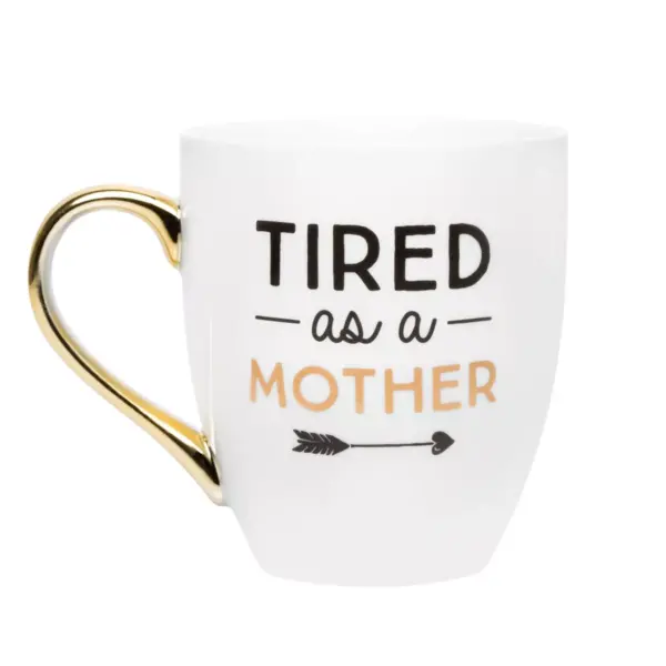 Pearhead Tired as a Mother Ceramic Mug drinkware - White 16 fl oz