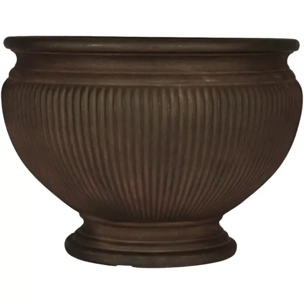 Sunnydaze Indoor/Outdoor Patio, Garden, or Porch Weather-Resistant Double-Walled Elizabeth Ribbed Urn Flower Pot Planter - 16" - Rust Finish